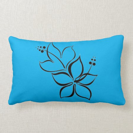 Tropical Flower Design Turquoise Bed Pillow