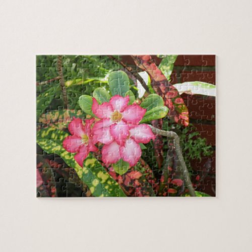 Tropical flower fiesta _ vivid pink jigsaw puzzle