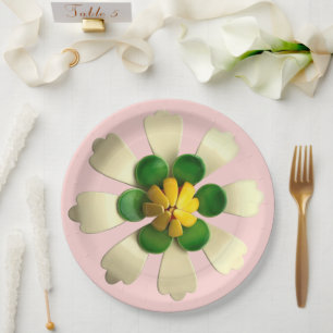 Tropical Flower Floral Spring Summer Wedding Pink Paper Plates