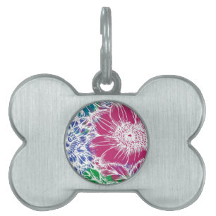 Tropical Flower Garden Pet Name Tag