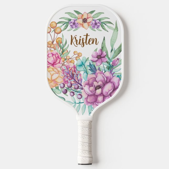 Tropical Flower Garden Pickleball Paddle (Front)