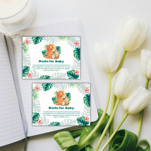Tropical Flower Hatching Dino Books Baby Shower Enclosure Card