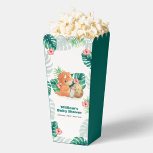 Tropical Flower Hatching Dino Popcorn Baby Shower Favor Boxes