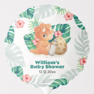 Tropical Flower Hatching Dinosaur Baby Shower Balloon