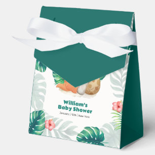 Tropical Flower Hatching Dinosaur Baby Shower Favor Boxes