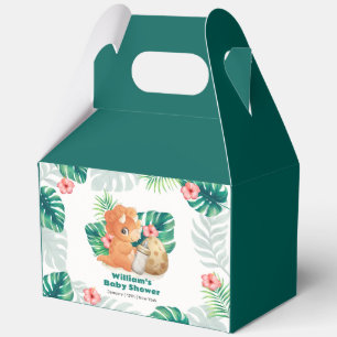 Tropical Flower Hatching Dinosaur Boy Baby Shower Favor Boxes