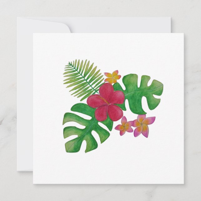 Tropical flower invitation (Front)