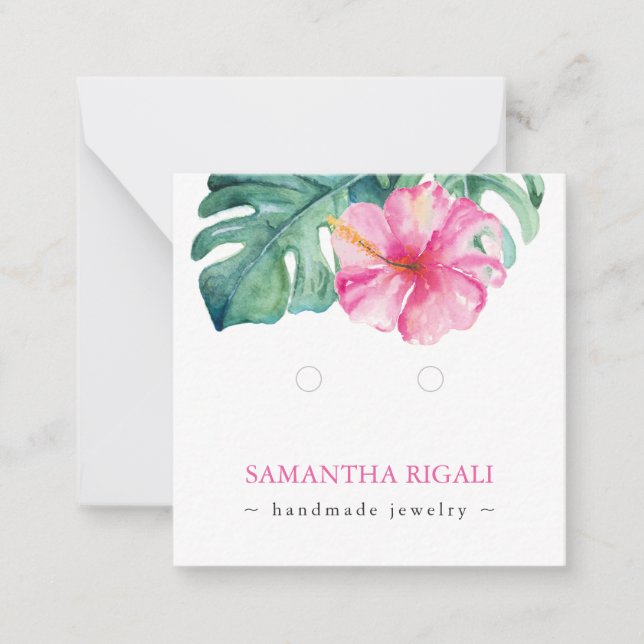 Tropical Flower Logo Necklace Earrings Display Note Card (Front)