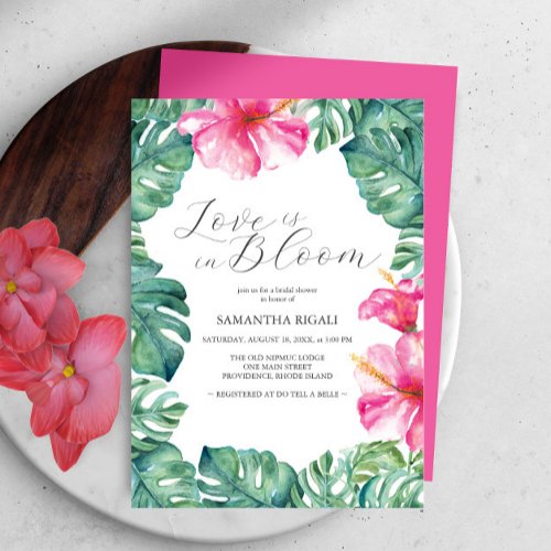 Tropical Flower Love Is In Bloom Bridal Shower Invitation