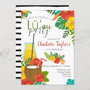 Tropical Flower Luau Party Invitation