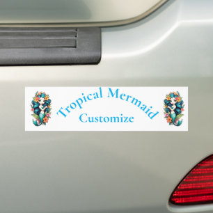 Tropical Flower Mermaid Thunder_Cove Bumper Sticker