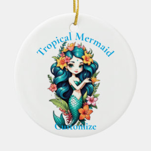 Tropical Flower Mermaid Thunder_Cove Ceramic Ornament