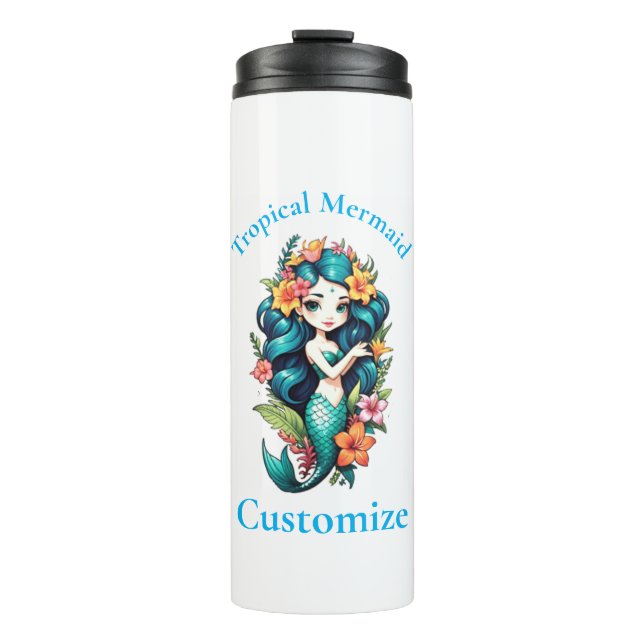 Tropical Flower Mermaid Thunder_Cove Thermal Tumbler (Front)