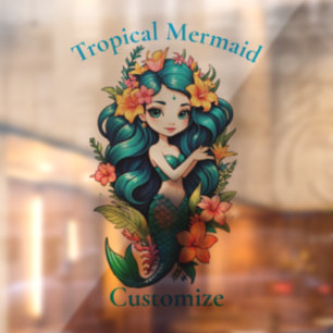 Tropical Flower Mermaid Thunder_Cove Window Cling