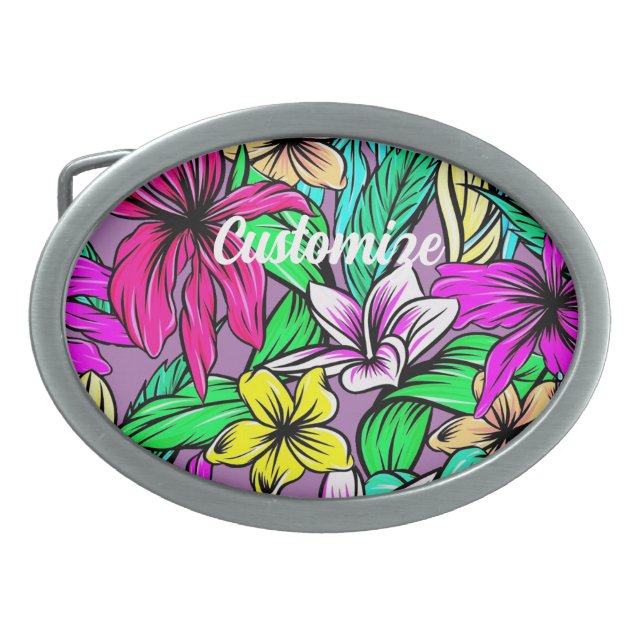 Tropical Flower Mix Thunder_Cove Belt Buckle (Front)