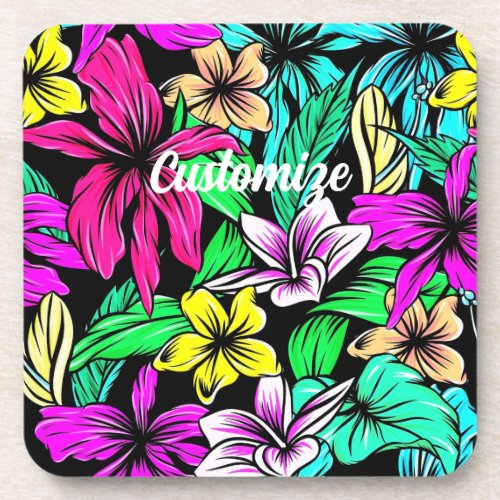 Tropical Flower Mix Thunder_Cove Beverage Coaster