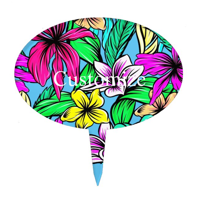 Tropical Flower Mix Thunder_Cove  Cake Topper (Front)