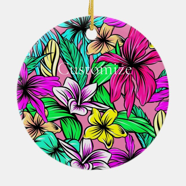 Tropical Flower Mix Thunder_Cove Ceramic Ornament (Back)