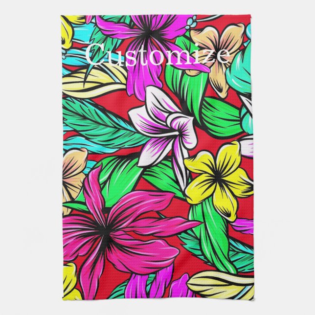 Tropical Flower Mix Thunder_Cove Kitchen Towel (Vertical)