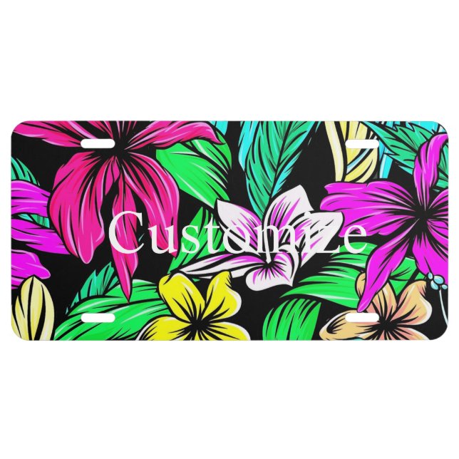 Tropical Flower Mix Thunder_Cove License Plate (Front)