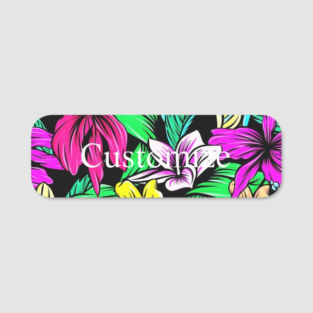 Tropical Flower Mix Thunder_Cove Name Tag (Front)