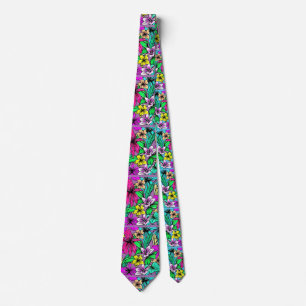 Tropical Flower Mix Thunder_Cove Neck Tie
