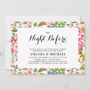 Tropical Flower Modern Wedding Rehearsal Dinner Invitation