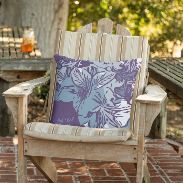 Tropical Flower Nature Print Coastal  Outdoor Pill Pillow (Chair)