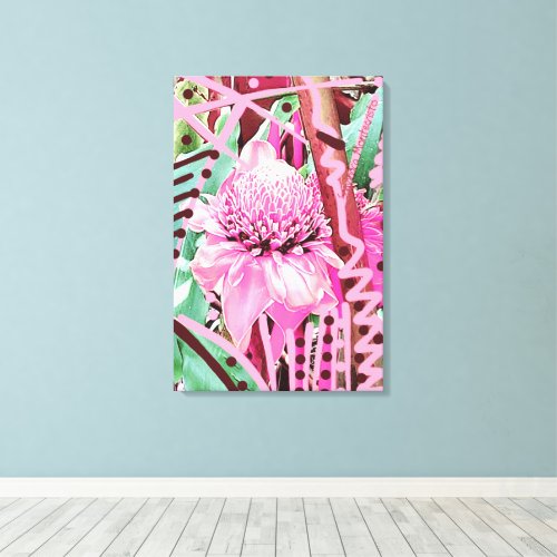 Tropical Flower of Life Stretched Canvas Print