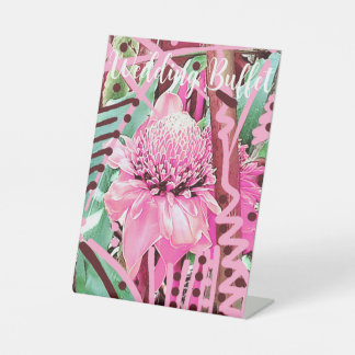 Tropical Flower of Life Wedding Buffet Pedestal Sign