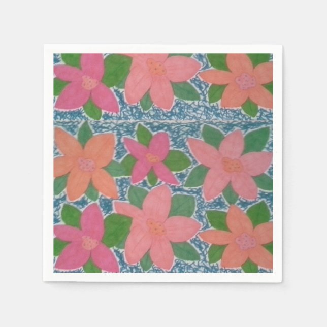 Tropical Flower Paper Napkins (Front)