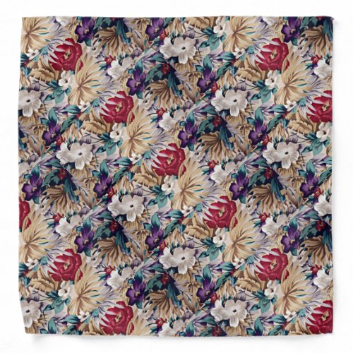 Tropical Flower Pattern in Soft Colors Bandana