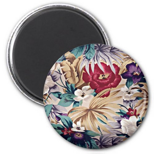 Tropical Flower Pattern in Soft Colors Magnet