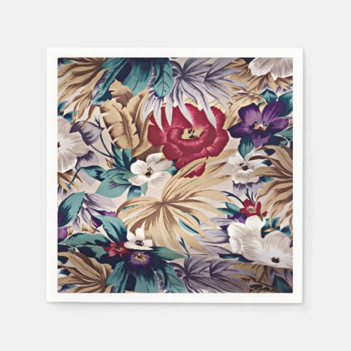 Tropical Flower Pattern in Soft Colors Napkins