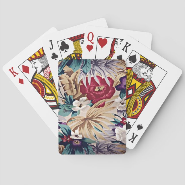 Tropical Flower Pattern in Soft Colors Poker Cards (Back)