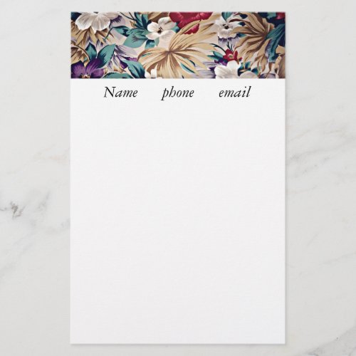 Tropical Flower Pattern in Soft Colors Stationery