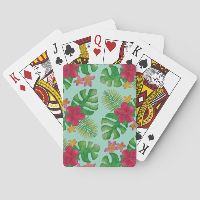 Tropical flower pattern poker cards (Back)