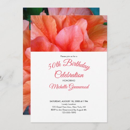 Tropical Flower Photo 50th Birthday Invitation