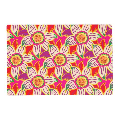 Tropical Flower Pink Orange Hand Drawn Modern Placemat