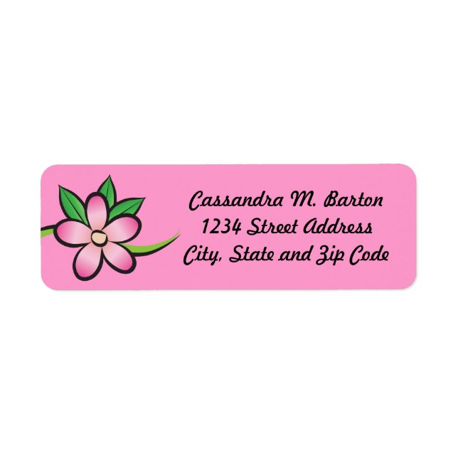 Tropical Flower Pink Return Address Label (Front)