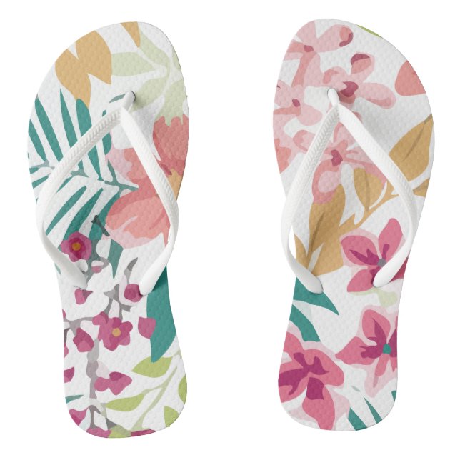 Tropical Flower Plant Vector Flip Flops (Footbed)