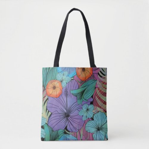 Tropical flower purple hibiscus Paradise garden Tote Bag