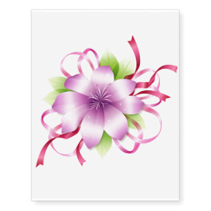 Tropical Flower Ribbons Temporary Tattoos