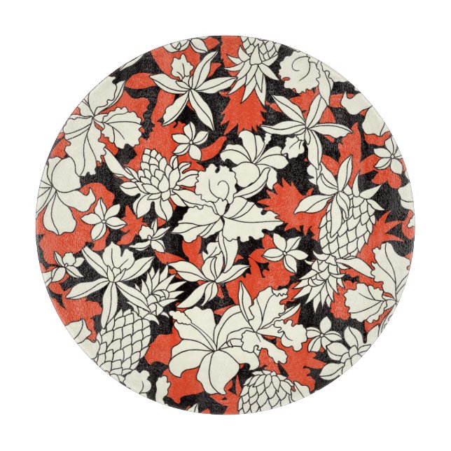 Tropical Flower Seamless Exotic Pattern Cutting Board (Front)
