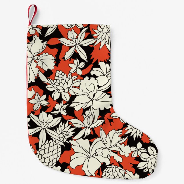 Tropical Flower Seamless Exotic Pattern Small Christmas Stocking (Front)