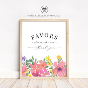 Tropical Flower Shower Favors Sign