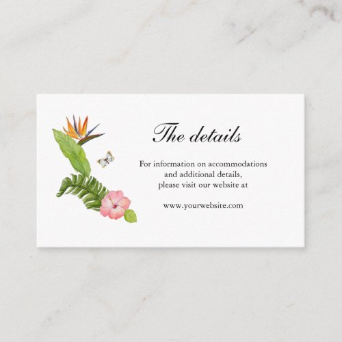 Tropical Flower wedding details Enclosure Card