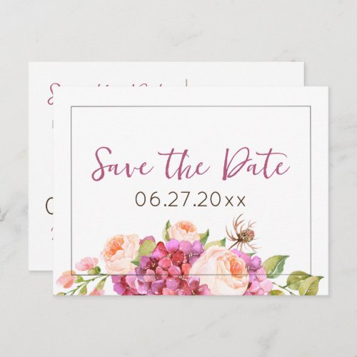 Tropical Flower Wedding Save The Date Postcard