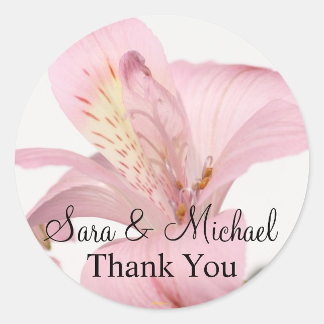 Tropical Flower Wedding Thank You Label (Front)