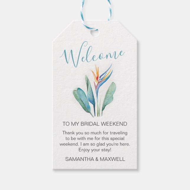 Tropical Flower Welcome Gift Tags (Front)